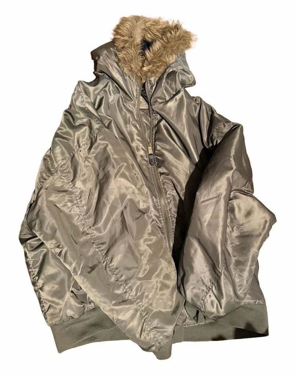 Arizona Jean Company Bomber Jacket Size XXL Olive Faux Fur Hood